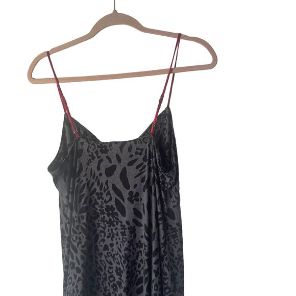Jones New York Large Black Animal Print Vampire Goth Night Gown Maxi Slip Dress - Picture 7 of 10